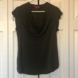 Dark olive green blouse from Anthropologie